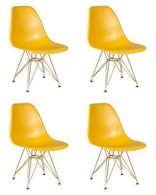 Стул DOBRIN Набор 4 шт Стул обеденный DOBRIN DSR, ножки золотые, цвет горчичный (Y-03) арт. LMZL-PP638A-N_M_P-Y-03