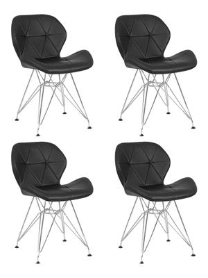 Стул DOBRIN Набор 4 шт Стул обеденный DOBRIN BUTTERFLY CHROME, ножки хром, цвет чёрный арт. LMZL-302A-N_CH-M_EL-black