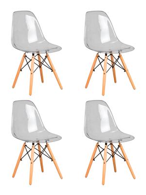 Стул DOBRIN Набор 4 шт Стул обеденный DOBRIN DSW CASPER, ножки светлый бук, цвет прозрачный арт. LMZL-PC818-N_LB-MTR_P-clean