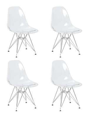 Стул DOBRIN Набор 4 шт Стул обеденный DOBRIN DSR CASPER, ножки хром, цвет прозрачный арт. LMZL-PC818A-N_CH-M_P-clean