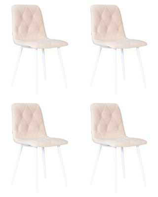 Стул DOBRIN Набор 4 шт Стул обеденный DOBRIN CHILLY ROMBO, Бежевый Simple 44, основание белое арт. A006-N_W-M_V-Simple-44
