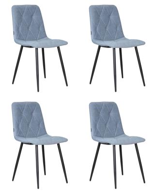 Стул DOBRIN Набор 4 шт Стул обеденный DOBRIN CHILLY ROMBO, Серо-голубой Simple 26, основание черное арт. A006-N_B-M_V-Simple-26