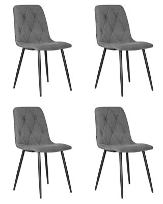 Стул DOBRIN Набор 4 шт Стул обеденный DOBRIN CHILLY ROMBO, Серый Simple 33, основание черное арт. A006-N_B-M_V-Simple-33