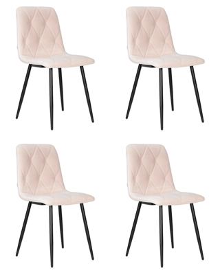 Стул DOBRIN Набор 4 шт Стул обеденный DOBRIN CHILLY ROMBO, Бежевый Simple 44, основание черный арт. A006-N_B-M_V-Simple-44