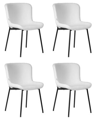 Стул DOBRIN Набор 4 шт Стул обеденный DOBRIN MILO, черные ножки, белый букле (UF992-01) арт. LML-7404-N_B-M_TT-UF992-01