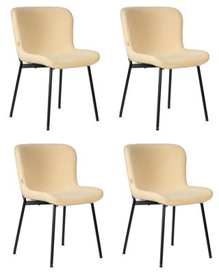Стул DOBRIN Набор 4 шт Стул обеденный DOBRIN MILO, черные ножки, кремовый букле (UF992-02) арт. LML-7404-N_B-M_TT-UF992-02