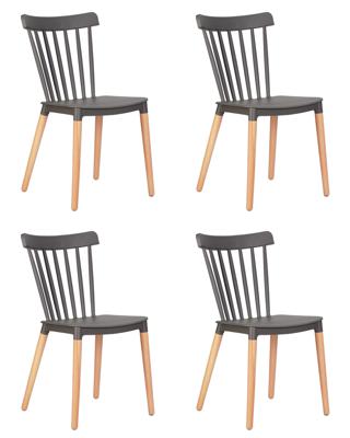 Стул DOBRIN Набор 4 шт Стул обеденный DOBRIN THEO, ножки светлый бук, цвет темно-серый (GR-04) арт. LMZL-PP687-N_LB-TR_P-GR-04