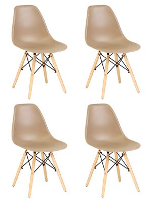 Стул DOBRIN Набор 4 шт Стул обеденный DOBRIN DSW, ножки светлый бук, цвет бежевый (GR-03) арт. LMZL-PP638-N_LB-MTR_P-GR-03