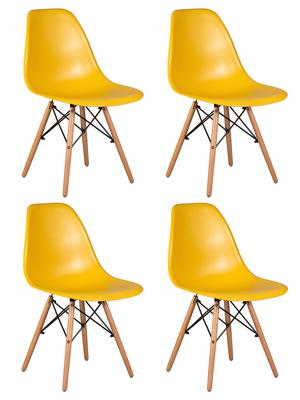 Стул DOBRIN Набор 4 шт Стул обеденный DOBRIN DSW, ножки светлый бук, цвет горчичный (Y-03) арт. LMZL-PP638-N_LB-MTR_P-Y-03