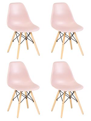 Стул DOBRIN Набор 4 шт Стул обеденный DOBRIN DSW, ножки светлый бук, цвет светло-розовый (PK-02) арт. LMZL-PP638-N_LB-MTR_P-PK-02