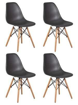 Стул DOBRIN Набор 4 шт Стул обеденный DOBRIN DSW, ножки светлый бук, цвет тёмно-серый (GR-04) арт. LMZL-PP638-N_LB-MTR_P-GR-04