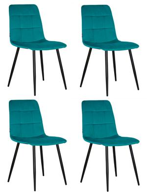 Стул DOBRIN Набор 4 шт Стул обеденный DOBRIN CHILLY, Морской волны Holland 56, основание черное арт. A_005-N_B-M_V-Holland-56