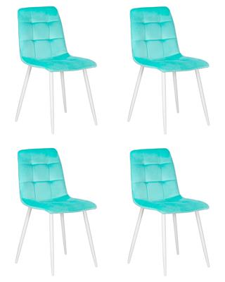 Стул DOBRIN Набор 4 шт Стул обеденный DOBRIN CHILLY, Мятный Holland 50, основание белое арт. A_005-N_W-M_V-Holland-50