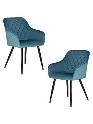 Стул DOBRIN Набор 2 шт Стул обеденный DOBRIN ROBERT, черные матовые ножки, велюр V108-108 Морская волна арт. LML-8266-N_B-M_V-V108-108