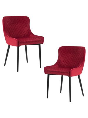 Стул DOBRIN Набор 2 шт Стул обеденный DOBRIN RICHARD, черные матовые ножки, бордовый велюр (V108-85) арт. LML-8202-N_B-M_V-V108-85