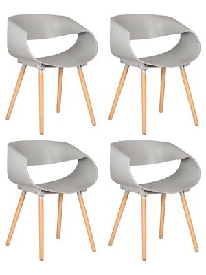 Стул DOBRIN Набор 4 шт Стул обеденный DOBRIN ALIEN, ножки светлый бук, цвет светло-серый (GR-01) арт. LMZL-PP682-N_LB-TR_P-GR-01