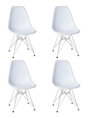 Стул DOBRIN Набор 4 шт Стул обеденный DOBRIN DSR, ножки хром, цвет белый (W-02) арт. LMZL-PP638A-N_CH-M_P-W-02