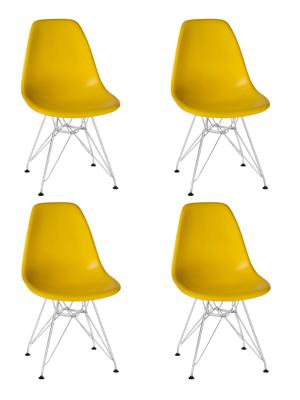 Стул DOBRIN Набор 4 шт Стул обеденный DOBRIN DSR, ножки хром, цвет желтый (Y-01) арт. LMZL-PP638A-N_M_P-Y-01