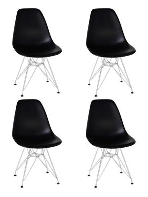 Стул DOBRIN Набор 4 шт Стул обеденный DOBRIN DSR, ножки хром, цвет чёрный (B-03) арт. LMZL-PP638A-N_CH-M_P-B-03