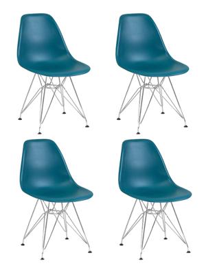 Стул DOBRIN Набор 4 шт Стул обеденный DOBRIN DSR, ножки хром, цвет морской волны (G-05) арт. LMZL-PP638A-N_M_P-G-05