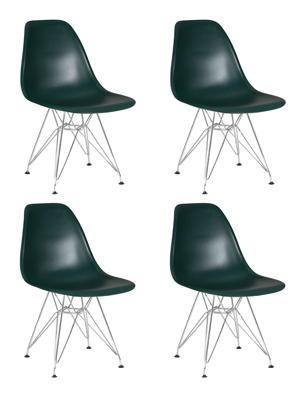 Стул DOBRIN Набор 4 шт Стул обеденный DOBRIN DSR, ножки хром, цвет тёмно-зеленый (G-13) арт. LMZL-PP638A-N_CH-M_P-G-13