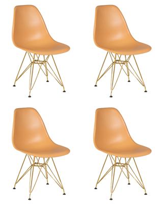 Стул DOBRIN Набор 4 шт Стул обеденный DOBRIN DSR, ножки золотые, цвет персиковый (NX-Y-06) арт. LMZL-PP638A-N_M_P-NX-Y-06