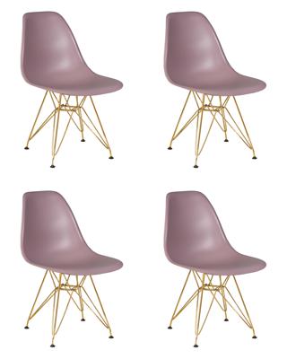 Стул DOBRIN Набор 4 шт Стул обеденный DOBRIN DSR, ножки золотые, цвет сиреневый (P-04) арт. LMZL-PP638A-N_M_P-P-04