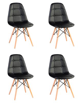 Стул DOBRIN Набор 4 шт Стул обеденный DOBRIN BENNET, ножки светлый бук, чёрный арт. LMZL-301-N_LB-MTR_EL-black