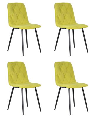 Стул DOBRIN Набор 4 шт Стул обеденный DOBRIN CHILLY ROMBO, Лайм Simple 14, основание черное арт. A006-N_B-M_V-Simple-14