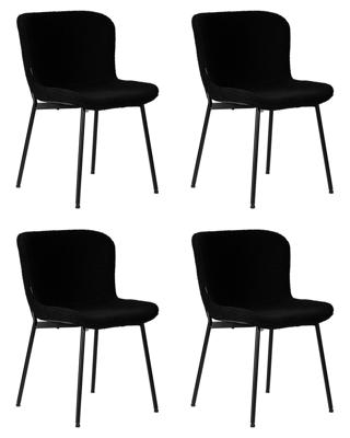 Стул DOBRIN Набор 4 шт Стул обеденный DOBRIN MILO, черные ножки, черный букле (UF992-12) арт. LML-7404-N_B-M_TT-UF992-12