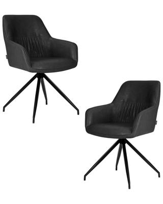 Стул DOBRIN Набор 2 шт Стул обеденный DOBRIN DANIEL, черные ножки, винтажная антрацитовая экокожа (RU-08) арт. LML-8111-N_B-M_EL-RU-08