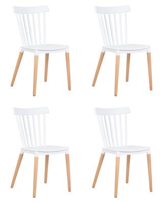 Стул DOBRIN Набор 4 шт Стул обеденный DOBRIN THEO, ножки светлый бук, цвет белый (W-02) арт. LMZL-PP687-N_LB-TR_P-W-02