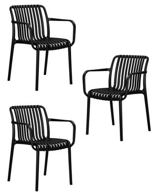 Стул DOBRIN Набор 3 шт Стул обеденный DOBRIN WALTER ARM, черный (B-03) арт. LMZL-PP776A-N_P_B-03