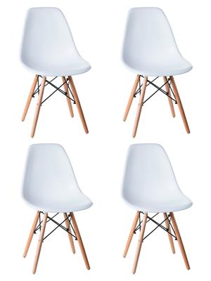 Стул DOBRIN Набор 4 шт Стул обеденный DOBRIN DSW, ножки светлый бук, цвет белый (W-02) арт. LMZL-PP638-N_LB-MTR_P-W-02