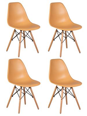 Стул DOBRIN Набор 4 шт Стул обеденный DOBRIN DSW, ножки светлый бук, цвет персиковый (NX-Y-06) арт. LMZL-PP638-N_LB-MTR_P-NX-Y-06