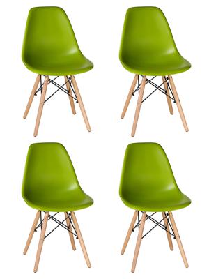 Стул DOBRIN Набор 4 шт Стул обеденный DOBRIN DSW, ножки светлый бук, цвет салатовый (G-08) арт. LMZL-PP638-N_LB-MTR_P-G-08