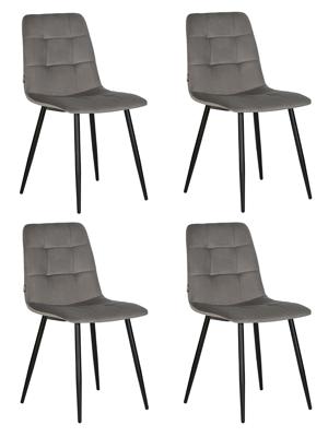 Стул DOBRIN Набор 4 шт Стул обеденный DOBRIN CHILLY, Темно-серый Holland 18, основание черное арт. A_005-N_B-M_V-Holland-18