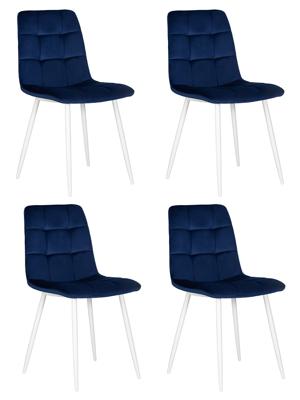 Стул DOBRIN Набор 4 шт Стул обеденный DOBRIN CHILLY, Темно-синий Holland 60, основание белое арт. A_005-N_W-M_V-Holland-60