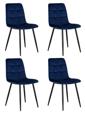 Стул DOBRIN Набор 4 шт Стул обеденный DOBRIN CHILLY, Темно-синий Holland 60, основание черное арт. A_005-N_B-M_V-Holland-60