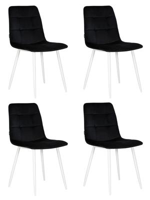 Стул DOBRIN Набор 4 шт Стул обеденный DOBRIN CHILLY, Черный Holland 75, основание белое арт. A_005-N_W-M_V-Holland-75