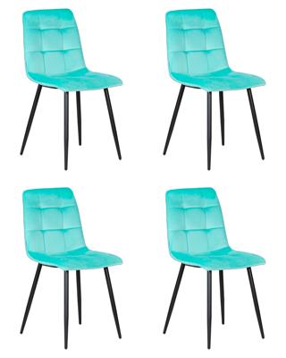 Стул DOBRIN Набор 4 шт Стул обеденный DOBRIN CHILLY, Мятный Holland 50, основание черное арт. A_005-N_B-M_V-Holland-50