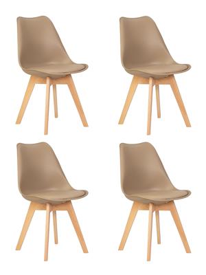 Стул DOBRIN Набор 4 шт Стул обеденный DOBRIN JERRY SOFT, ножки светлый бук, цвет сиденья бежевый (GR-03) арт. LMZL-PP635-N_LB-TR_P-GR-03