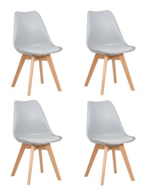 Стул DOBRIN Набор 4 шт Стул обеденный DOBRIN JERRY SOFT, ножки светлый бук, цвет сиденья светло-серый (GR-01) арт. LMZL-PP635-N_LB-TR_P-GR-01