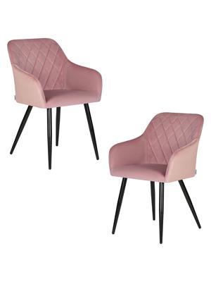 Стул DOBRIN Набор 2 шт Стул обеденный DOBRIN ROBERT, черные матовые ножки, велюр V108-15 Розовый арт. LML-8266-N_B-M_V-V108-15