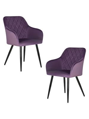 Стул DOBRIN Набор 2 шт Стул обеденный DOBRIN ROBERT, черные матовые ножки, велюр V108-45 Темно-фиолетовый арт. LML-8266-N_B-M_V-V108-45