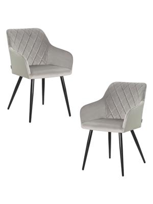 Стул DOBRIN Набор 2 шт Стул обеденный DOBRIN ROBERT, черные матовые ножки, велюр V108-81 Серый арт. LML-8266-N_B-M_V-V108-81