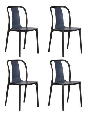 Стул DOBRIN Набор 4 шт Стул обеденный DOBRIN ADAM, черный/серо-голубой арт. LMZL-PP669-N_B-_P-smoke-blue