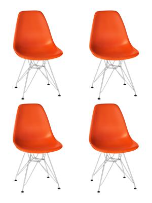 Стул DOBRIN Набор 4 шт Стул обеденный DOBRIN DSR, ножки хром, цвет оранжевый (O-02) арт. LMZL-PP638A-N_M_P-O-02
