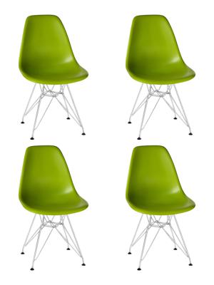 Стул DOBRIN Набор 4 шт Стул обеденный DOBRIN DSR, ножки хром, цвет салатовый (G-08) арт. LMZL-PP638A-N_M_P-G-08