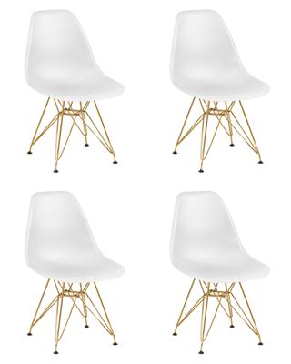 Стул DOBRIN Набор 4 шт Стул обеденный DOBRIN DSR, ножки золотые, цвет белый (W-02) арт. LMZL-PP638A-N_M_P-W-02